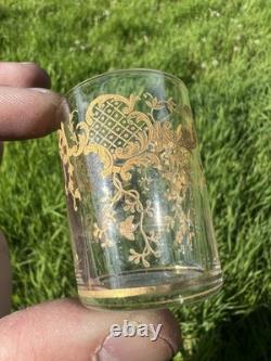 Saint Louis Gold Set Shot Cordial Glass Verre Service A Liqueur Cristal Grave Or
