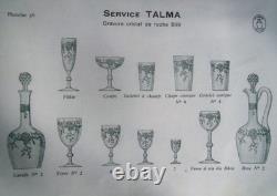 Saint Louis Gold Set Shot Cordial Glass Verre Service A Liqueur Cristal Grave Or