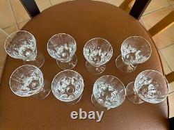 Saint Louis Jersey lot 8 verres vin blanc estampillés cristal taillé Ht 11,2cms