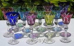 Saint Louis Lot de 12 verres de couleur cristal doublé modèle Camargue, h 20,3