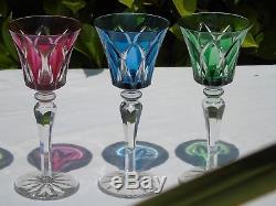 Saint Louis Lot de 12 verres de couleur cristal doublé modèle Camargue, h 20,3