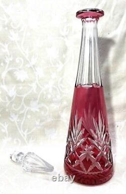Saint Louis Massenet Carafe Roemer Cristal Doublé De Couleur Coloré Rose Rouge