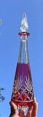 Saint Louis Massenet Carafe Roemer Cristal Doublé De Couleur Coloré Rose Rouge