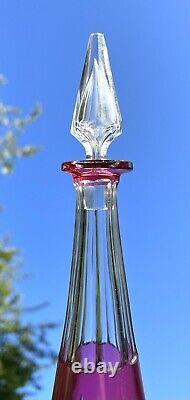 Saint Louis Massenet Carafe Roemer Cristal Doublé De Couleur Coloré Rose Rouge