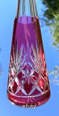 Saint Louis Massenet Carafe Roemer Cristal Doublé De Couleur Coloré Rose Rouge