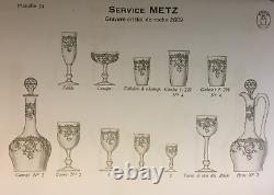 Saint Louis Metz Water Glasses Verre A Eau Vin Cristal Gravé Napoleon III 19eme