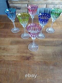 Saint Louis. Modèle Tommy. Beau service de six verres à vin en cristal taillé