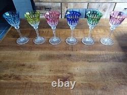 Saint Louis. Modèle Tommy. Beau service de six verres à vin en cristal taillé