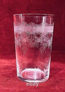 Saint Louis Papin 6 Flat Tumbler Crystal Glasses 6 Verre Gobelet Cristal Grave B