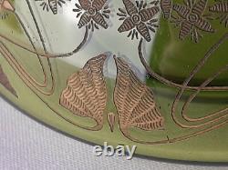 Saint Louis Petit vase Art Nouveau cristal doré à l'or signé antique 1900