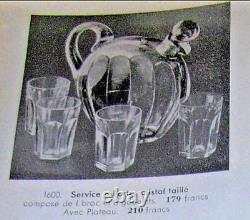 Saint Louis Sake Set Service A Liqueur Cristal Taillé De Couleur Coloré Art Deco