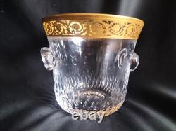 Saint-Louis / Seau à glace en cristal taillé et gravé/doré or / Modèle Thistle