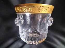 Saint-Louis / Seau à glace en cristal taillé et gravé/doré or / Modèle Thistle