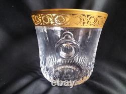 Saint-Louis / Seau à glace en cristal taillé et gravé/doré or / Modèle Thistle