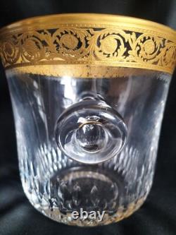 Saint-Louis / Seau à glace en cristal taillé et gravé/doré or / Modèle Thistle