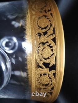 Saint-Louis / Seau à glace en cristal taillé et gravé/doré or / Modèle Thistle