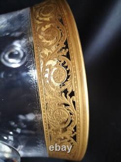 Saint-Louis / Seau à glace en cristal taillé et gravé/doré or / Modèle Thistle