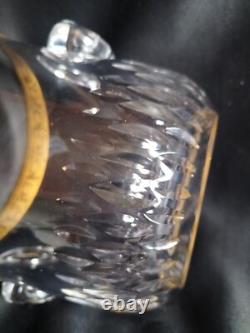 Saint-Louis / Seau à glace en cristal taillé et gravé/doré or / Modèle Thistle