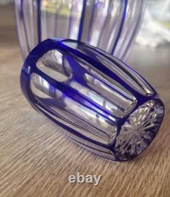Saint Louis Service A Liqueur 8 Verres En Cristal Taillé Overlay Bleu Art Déco