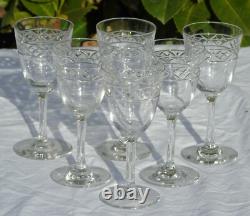 Saint Louis Service de 6 verres à vin en cristal taillé service manon Cat 1930