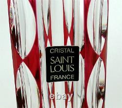Saint Louis, beau vase cristal doublé rouge, intact, signé, 24,5 cm