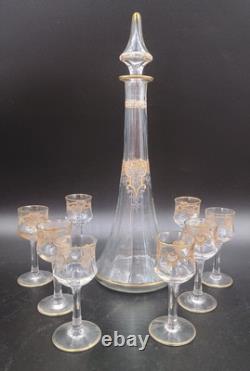 Saint-louis Carafe + 8 verres cristal gravé dorure XXeme Catalogue 1930