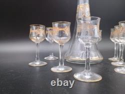 Saint-louis Carafe + 8 verres cristal gravé dorure XXeme Catalogue 1930