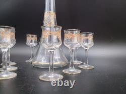 Saint-louis Carafe + 8 verres cristal gravé dorure XXeme Catalogue 1930