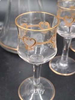 Saint-louis Carafe + 8 verres cristal gravé dorure XXeme Catalogue 1930