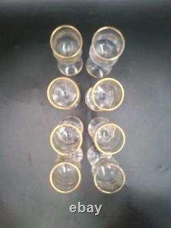 Saint-louis Carafe + 8 verres cristal gravé dorure XXeme Catalogue 1930