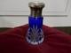 Saupoudreuse Saint Louis 19ème Cristal Bleu Taillé, Argent Minerve, H 135mm, P263g