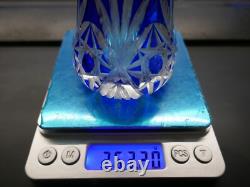 Saupoudreuse saint Louis 19ème cristal bleu taillé, argent Minerve, H 135mm, P263g