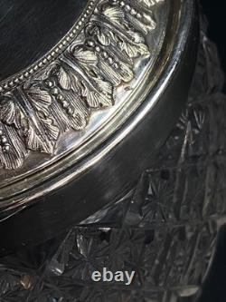 Seau à biscuits cristal taillé Baccarat Saint Louis monture métal argenté Empire