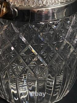 Seau à biscuits cristal taillé Baccarat Saint Louis monture métal argenté Empire