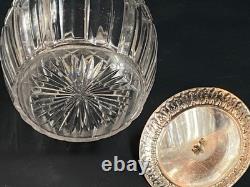 Seau à biscuits cristal taillé Baccarat Saint Louis monture métal argenté Empire