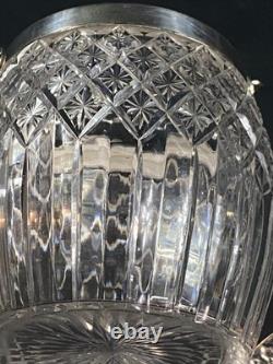 Seau à biscuits cristal taillé Baccarat Saint Louis monture métal argenté Empire
