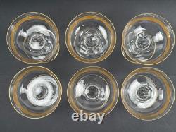 Série 6 Coupes à Champagne anciennes en Cristal de Saint Louis Dorées à l'Or fin