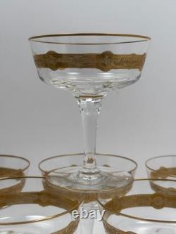 Série 6 Coupes à Champagne anciennes en Cristal de Saint Louis Dorées à l'Or fin