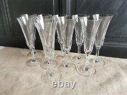 Serie De 10 Flutes A Champagne En Cristal Saint Louis Modele Cerdagne