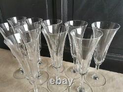 Serie De 10 Flutes A Champagne En Cristal Saint Louis Modele Cerdagne
