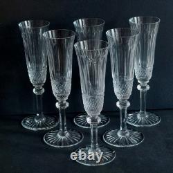 Série De 6 Flûtes À Champagne En Cristal De St Louis Modèle Tommy Signés