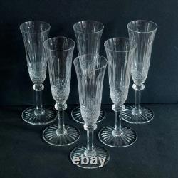 Série De 6 Flûtes À Champagne En Cristal De St Louis Modèle Tommy Signés