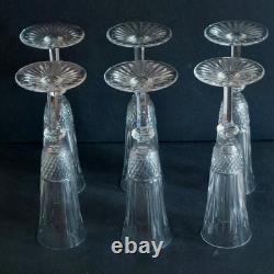 Série De 6 Flûtes À Champagne En Cristal De St Louis Modèle Tommy Signés