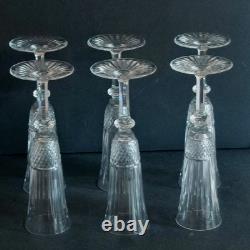 Série De 6 Flûtes À Champagne En Cristal De St Louis Modèle Tommy Signés