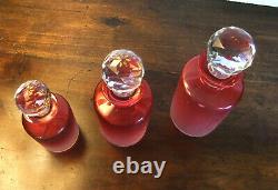 Série de 3 Flacons de toilette SAINT-LOUIS 1900 Cristal rose givré
