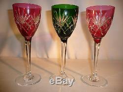 Série de 3 verres eau vin cristal Saint LOUIS modèle Chantilly de couleur