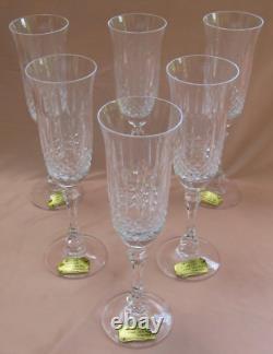 Série de 6 flutes Champagne cristal Lorraine Yvan (Tommy pour St-Louis) neufs