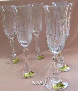 Série de 6 flutes Champagne cristal Lorraine Yvan (Tommy pour St-Louis) neufs