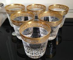 Série de 6 verres à Whisky en Cristal et dorure Saint Louis Modéle Thistle