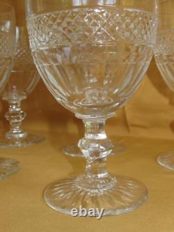 Série de 6 verres à eau cristal de Saint-Louis modèle Trianon estampillés H 14cm